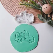 KREATIVNI SLATKIŠI Modla za kolace i ukrase Kamion sa uskršnjim jajima, 9 cm, Bela