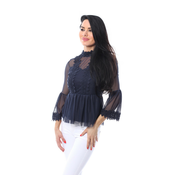 PREMIUM Peplum bluza s čipko