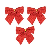 Božične bleščeče pentlje rdeče – 12 cm, 3 kos