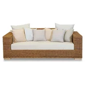Casa Padrino luxury garden sofa brown/cream/multicolored 200 x 90 x H. 70 cm - Weatherproof sofa with cushions - Pool furniture - Garden furniture - Luxury furniture - Made in Italy