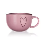 Banquet Keramični jumbo vrč HEART 730 ml, roza, komplet 4 kosov