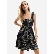 Cream-Black Womens Patterned Dress Desigual Tually - Womens