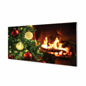 tulup.si Slika na akrilnem steklu Baubles veje kamin 125x50 cm 4 obešalnika