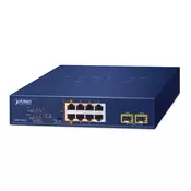 Planet GSD-1022UP 2-Port 10/100/1000T 802.3bt PoE + 4-Port 10/100/1000T 802.3at PoE + 2-Port 10/100/1000T + 2-Port 1000X SFP Desktop Switch (180W PoE Budget, 95 Watt 802.3bt Type 4/UPOE/Legacy mode su