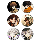 Set bedževa Anime Bungo Stray Dogs, 37 mm, 6 kom