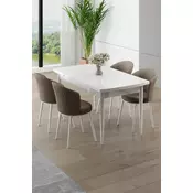 HANAH HOME Rasklopivi trpezarijski sto i stolice (5 delova) Asfel White Cappuccino