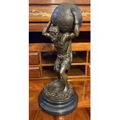 Casa Padrino Art Nouveau bronze sculpture man with ball bronze/black 14 x 14 x H. 33 cm - Bronze figure - Decorative figure - Desk decoration - Decorative accessories - Luxury decoration