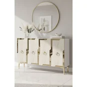 Hanah Home komoda Seza 120, 120 cm, bela / travertin / zlatna