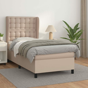 Greatstore Box spring postelja z vzmetnico kapučino 90x200 cm umetno usnje