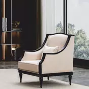 Casa Padrino Luxury Baroque Living Room Armchair Beige/Black - Baroque Style Furniture