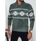 Sweter męski w śnieżynki zielony Dstreet