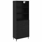Vidaxl Visok predalnik s predalom Črna Orehovina 69,5 x 34 x 180 cm