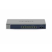 NETGEAR 8-Port Multi-Gigabit/10G Ethernet Smart Switch with 2 SFP+ Ports (MS510TXM) Upravljano L2+ 10G Ethernet (100/1000/10000) Sivo