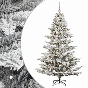 Vidaxl Umetna božična jelka z bučko 210 cm 300 LED Toplo bela