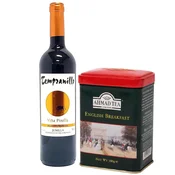 Pinilla Crveno vino Tempranillo 0.75l i Ahmad Tea Caj English Breakfast Caddy 100g