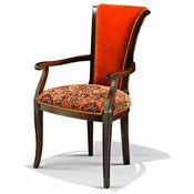 Casa Padrino Luxury Baroque Dining Room Chair with Armrests Red/Dark Brown H. 98 cm - Made in Italy