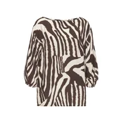 LASCANA Bluza  kremna / čokolada / temno rjava