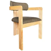 Casa Padrino luxury dining room chair with armrests black/natural 56 x 54 x H. 82 cm - Solid wood kitchen chair - Dining room furniture - Restaurant furniture - Luxury solid wood furniture