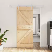 vidaXL Drsna vrata Naravna in bela 85 x 210 cm Masiven borov les