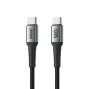 SUPERIOR USB data kabal SU-K103, Pleteni , Fast, 100W, 5A, Type C na Type C , 1m, Sivi