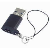 PremiumCord Adapter USB3.0 A moški - USB-C ženski, črn z zanko za obešanje