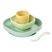 Set za jelo Silicone Meal Set Beaba od silikona žuti 4-dijelni za bebe od 0 mjeseci