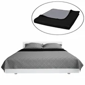Vidaxl 130883 Double-sided Quilted Bedspread Black/Grey 170 x 210 cm