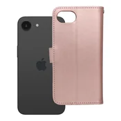 OEM Torba MEZZO Book za iPhone 16e (SE 4 2025) v vzorcu medvedka, zlato-roza