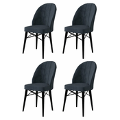 HANAH HOME Set 4 stolice Ritim Anthracite Black