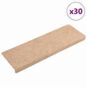 Prostirke za stepenice samoljepljive 30 kom 65x21x4 cm svijetlosmeda pravokutni rub