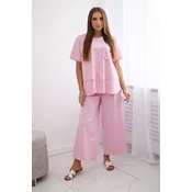 Set of new punto blouse + trousers light pink