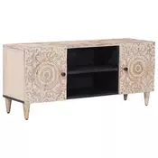 TV ormar s pohranom Bijelo 105 x 33,5 x 46 cm Cvrsto drvo manga