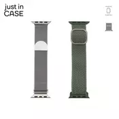 JUST IN CASE 2u1 Narukvica 38-41mm srebrna MILANESE + zelena tekstil