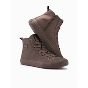 Ombre Mens high-top sneakers with decorative toe - brown