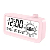 INF Polnilna pametna budilka z LCD, nočno lučjo in časovnikom Pink, (5000290735)