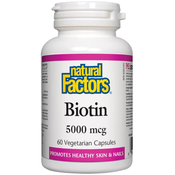 Natural Factors – Biotin 5000 mcg, 60 rastlinskih kapsul