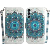 GS Ovitek za Samsung Galaxy A15, denarnica mandala, bel + 9H steklo