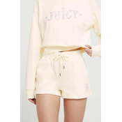 Kratke hlače Juicy Couture za žene, boja: bež, s aplikacijom, visoki struk