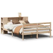 Vidaxl Posteljni okvir brez vzmetnice 135x190 cm trdna borovina