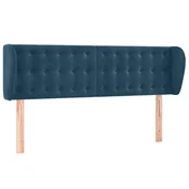 Vidaxl Vzglavje z ušesi temno modro 147x23x78/88 cm žamet
