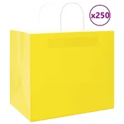 Vidaxl Papirnate vrečke 250 kosov z ročaji rumena 32x22x28 cm