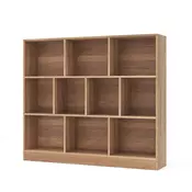 Northix 3-nadstropna knjižna polica z 10 odprtimi predelki, lesena, 120x24x104 cm, nosilnost 170 kg