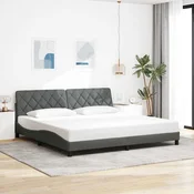 Posteljni okvir brez vzmetnice temno siv 200x200 cm blago