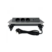 COMMEL Pop-Up utičnica 3-Struka, USB A+C L=2 M, Nikl