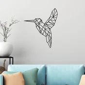 WallXpert metalni zidni ukras DEC-BL021, geometrijski kolibri, 40 x 40 cm, crni