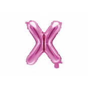 PartyDeco Balon iz folije Mini - črka X 35 cm roza
