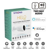 WiFi pametna zunanja kamera HELO STRONG FHD 1080P, 2 smerni zvok, IP66, mikro SDXC do 128GB, vidni kot 100°, zaznava gibanja in nočni vid ( OK Google, Alexa)