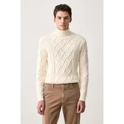 U.S. Polo Assn. pulover moški bombažen HERITAGE ARAN NEP KNIT ROLL NECK