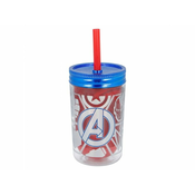 Stor Plastični termo lonček z navojem in slamico AVENGERS, 370ml, 13223