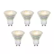 Komplet 5 prozornih LED žarnic GU10 50 mm 2,5 W 450 lm 2700 K